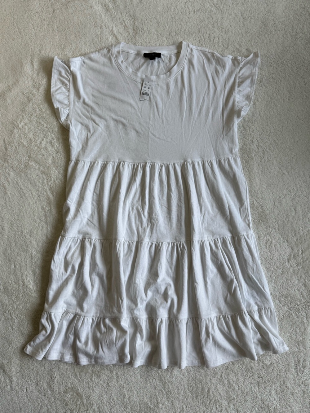 J.Crew Re-Imagined Tiered Ruffle-Sleeve Cotton Dress White Small NWT